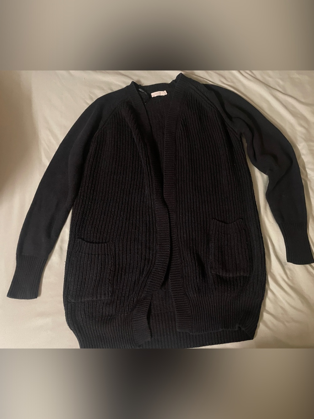 Harper Black Open-Front Ribbed Women's Cardigan